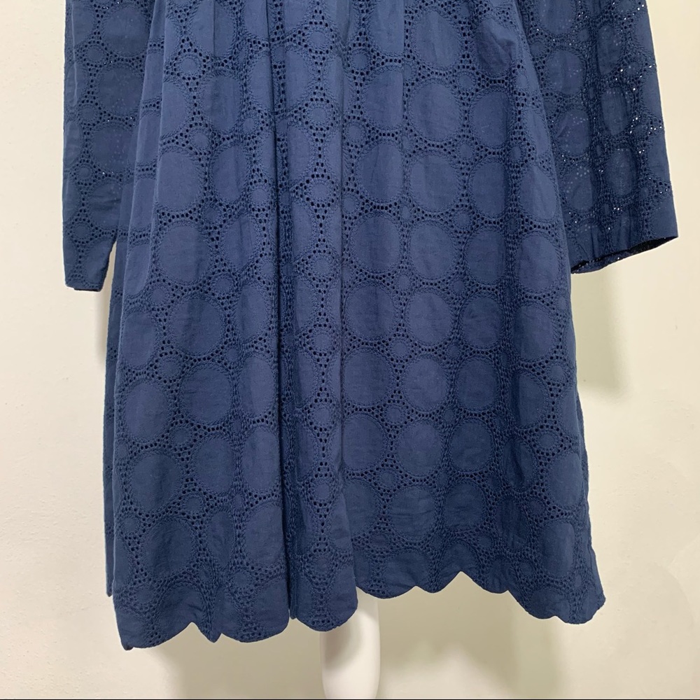 J Crew Long Sleeve Navy Eyelette Party Dress H8471 - Picture 3 of 11